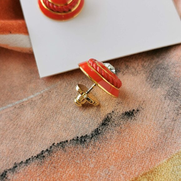 Kate Spade - Know The Ropes Mixed Media - Gold Red Stud Earrings - Picture 3 of 3